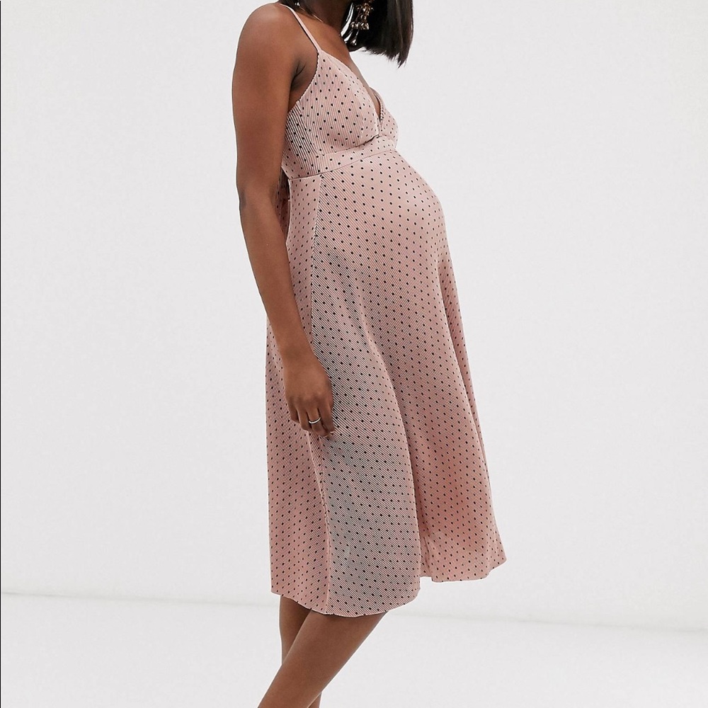 ASOS DESIGN Maternity Cami Plisse Midi Dress
